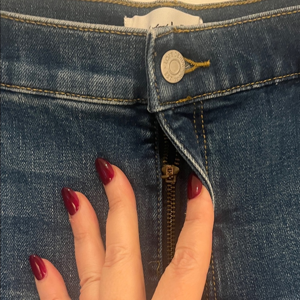 LOFT patchwork the Girlfriend cuff Jeans - image 4